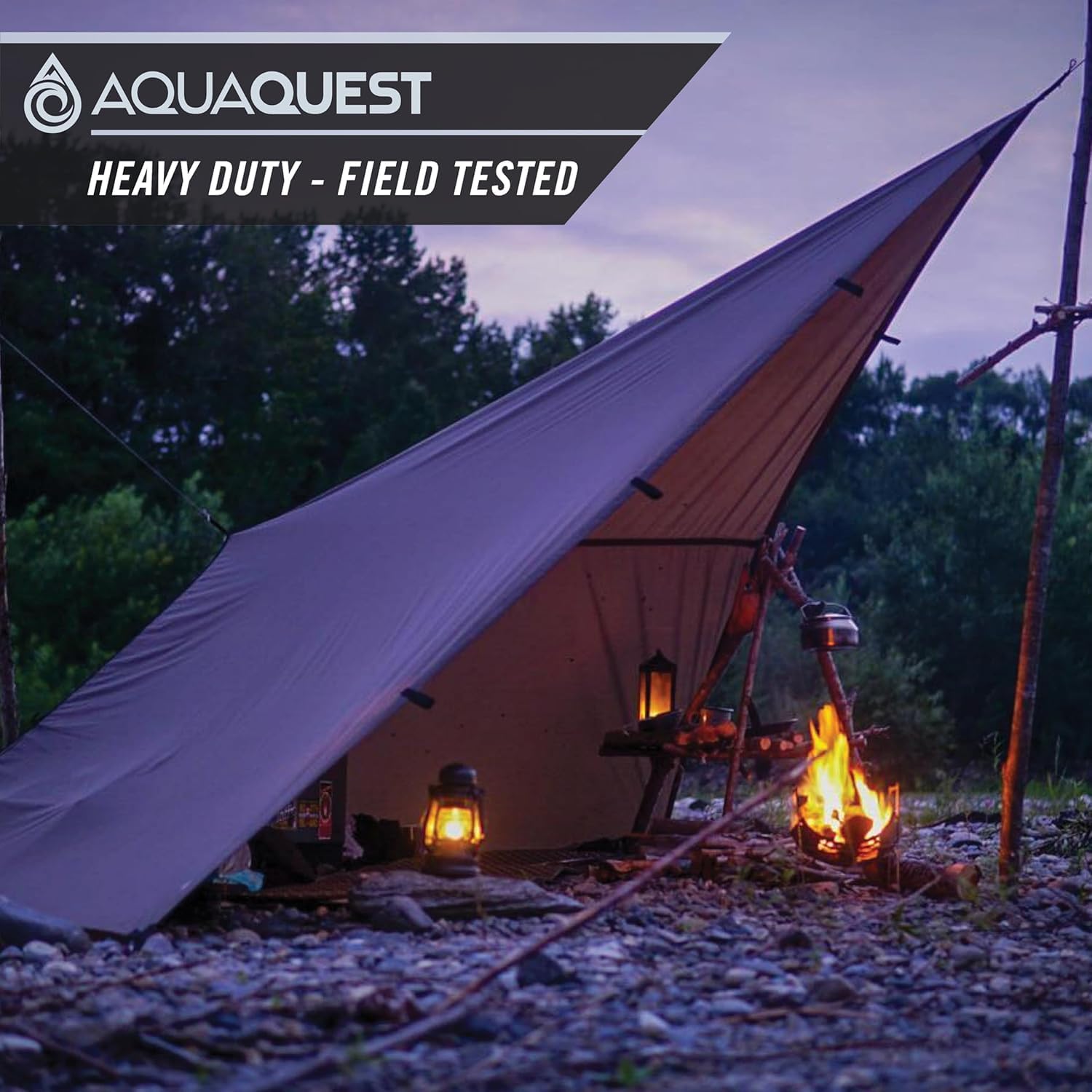 AquaQuest Defender 4.5×4.5 SQXL AquaQuest Defender Tarp – Resistente à prova d'água (20.000 mm