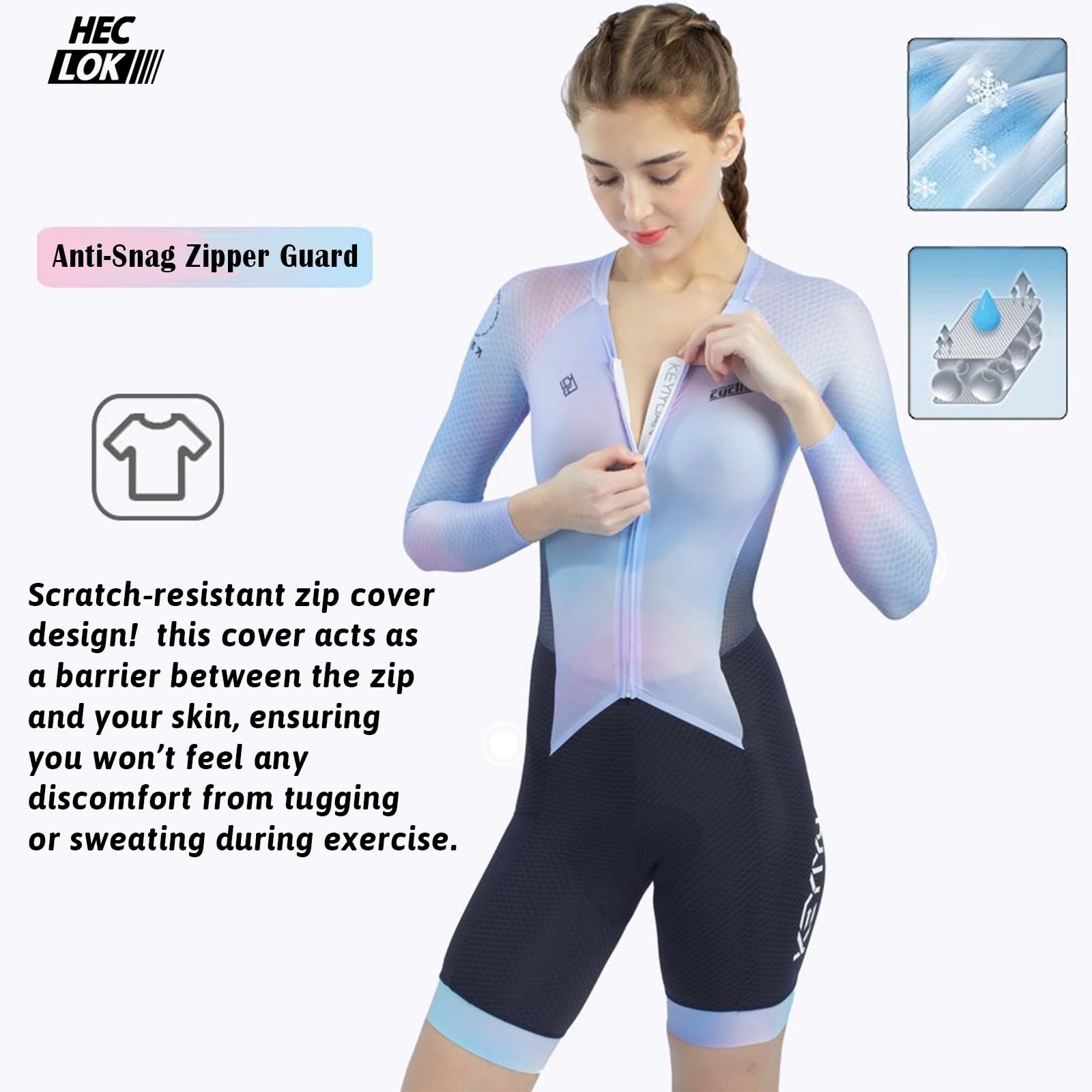 Tuta da Ciclismo Donna Triathlon con Fondello ad Alta Densità, Skinsuit Aero Intero, Traspirante ad Asciugatura Rapida con Protezione UV, Ideale per Ciclismo su Strada, Triathlon