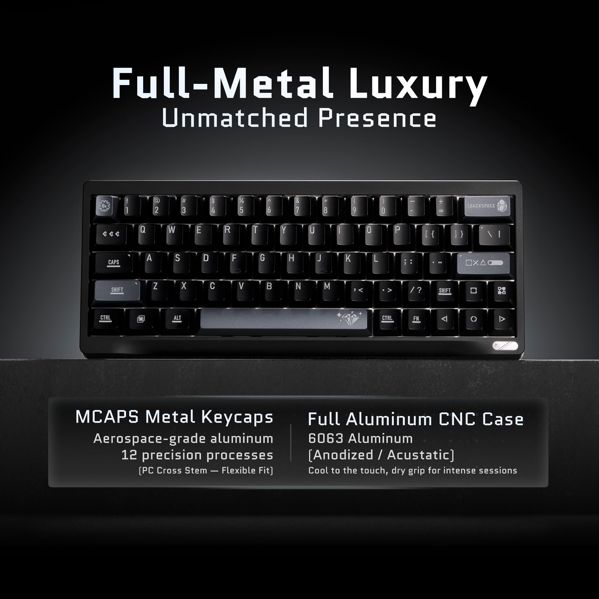 OOCTPK Chilkey SF60 - Tastiera cablata effetto Hall con tasti in metallo, tastiera da gioco al 60% con interruttore WS Flux Swap, attivazione rapida, 16 milioni di ARGB, completamente in alluminio per