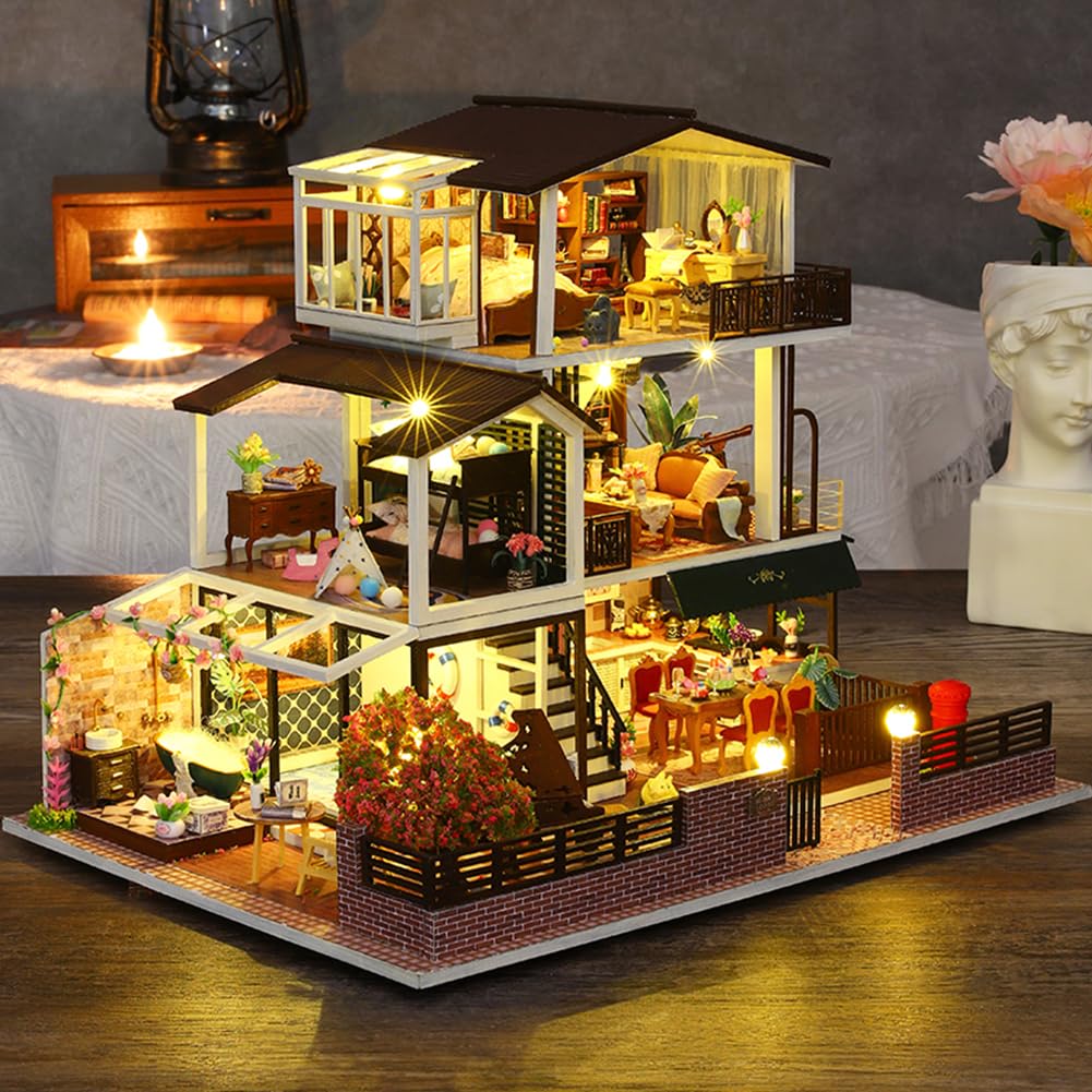 Fattoria In Miniatura Fai Da Te - Kit Casa Delle Bambole 3D In Scatola Di Latta Retrò Con Luci LED - 2