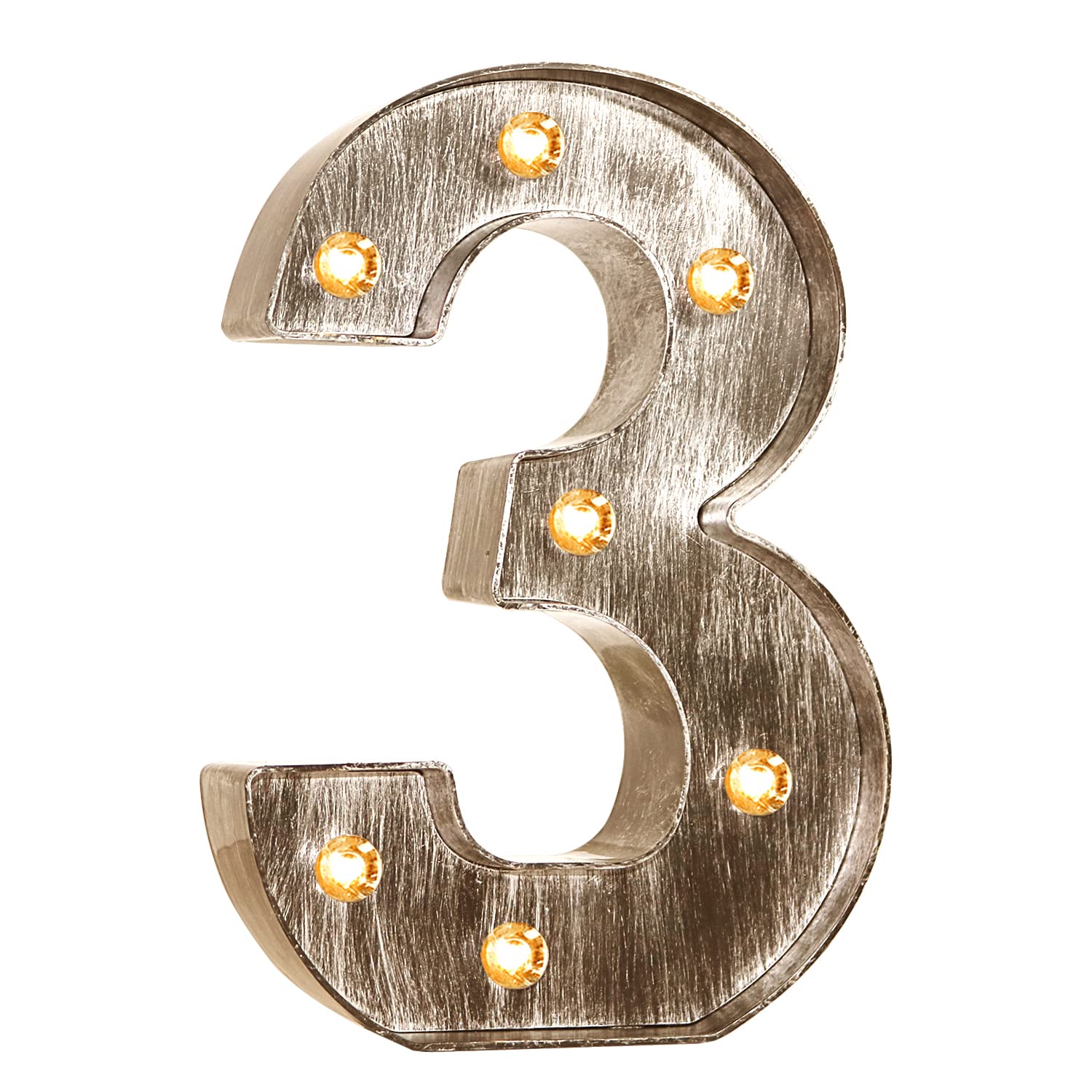 Glintee Retro Led Marquee Letter Lights - Industrial, Vintage Style Light Up Number Night Light Wedding Party Decor Birthday Christmas Home Bar Decoration -3