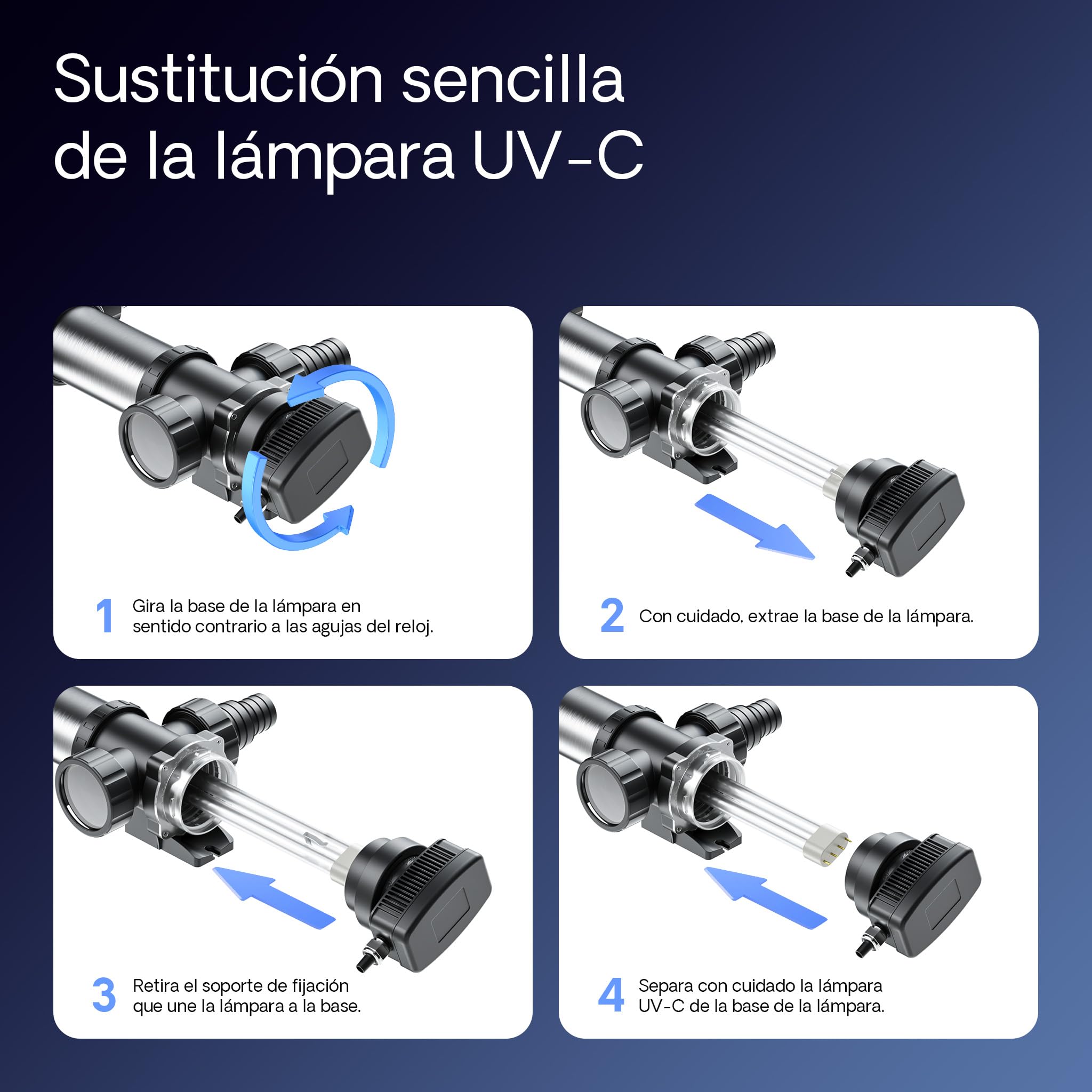 SunSun CUV-724 clarificador Agua Estanque Acero Inoxidable Filtro luz UV 24W aclarador Agua jardín