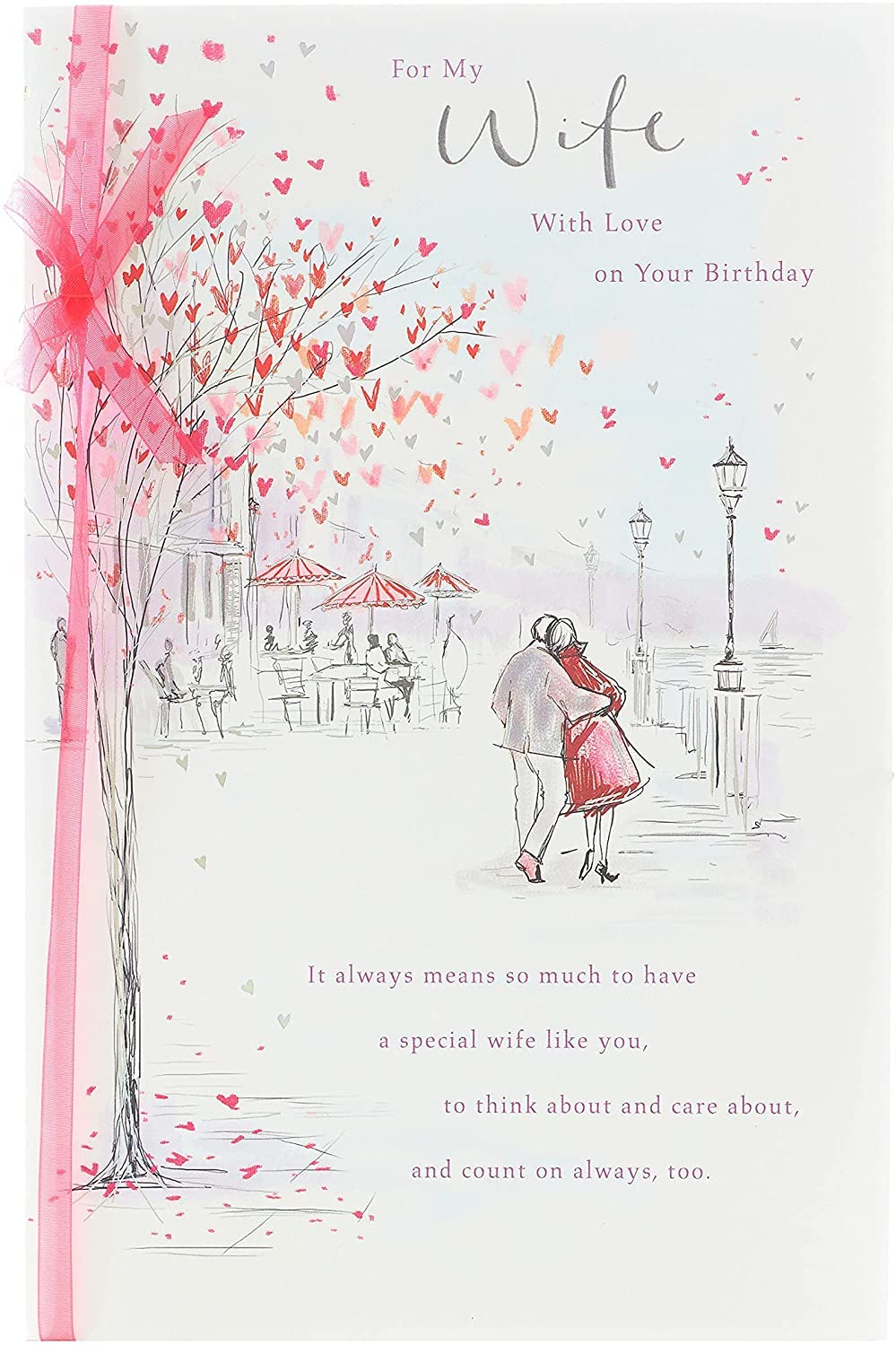 UK Greetings Biglietto D’auguri Per Moglie Con Nastro – Formato 16,5 Cm, Romantico