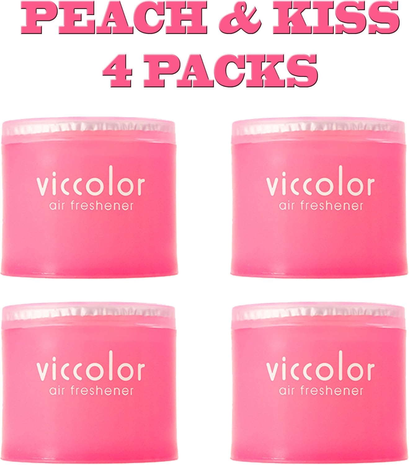 4-Pack Viccolor Peach & Kiss (Fresh Peach Scent with Floral Bouquet Fragrance) Luxury Air Freshener JDM Genuine Diax Japan for Home/Office/Car/Auto/Rv