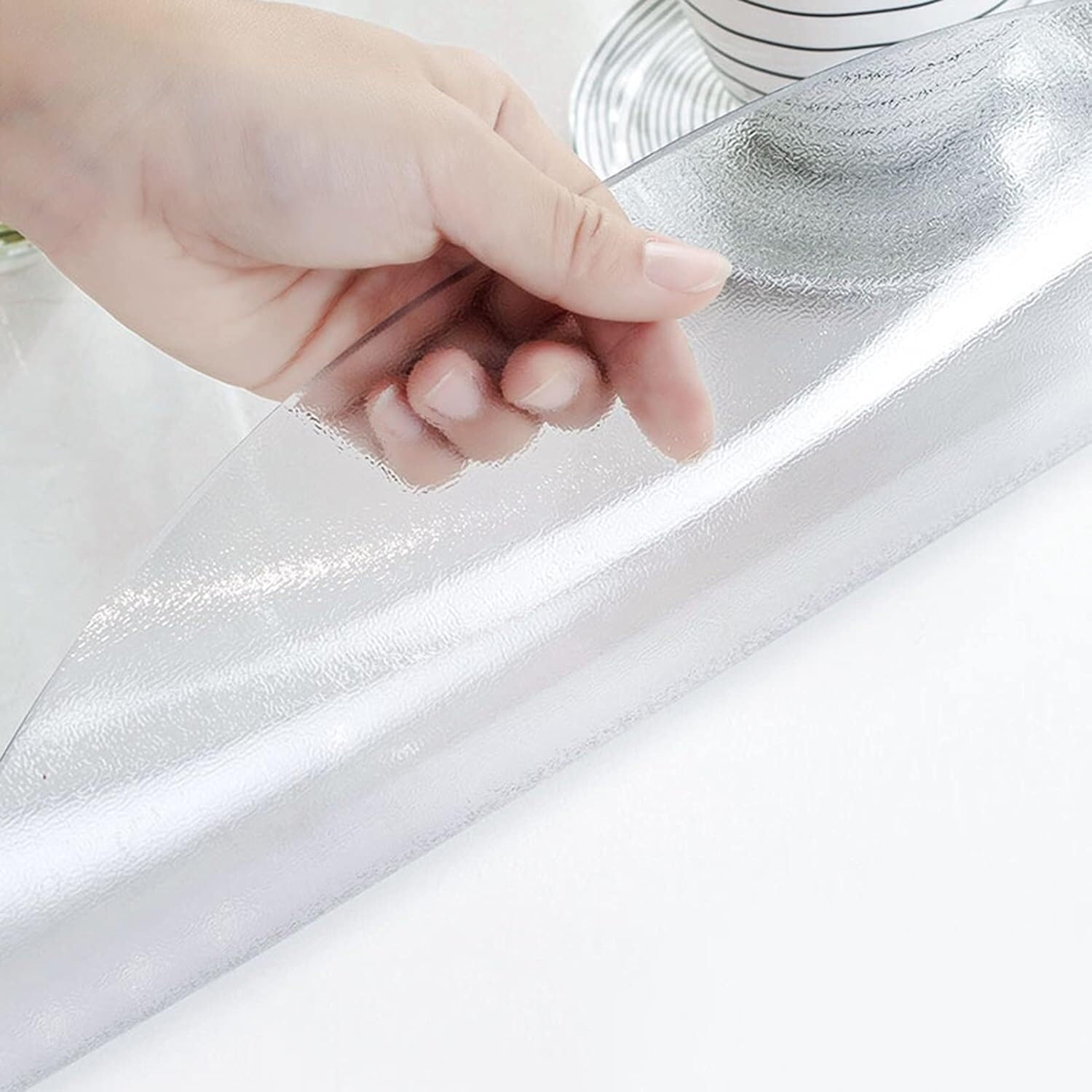 Tapis de Table Rond PVC Transparent Anti Bulle Protège Table Finition Givrée 2 mm