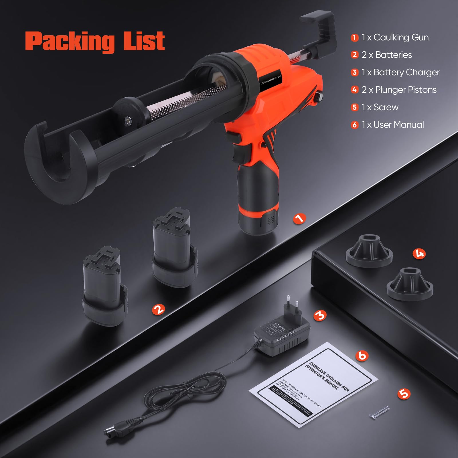 Pistola per silicone senza fili GJCrafts, pistola elettrica da 12 V con 2 batterie, luce LED e 6 velocità regolabili, pistola elettrica da 300 ml per sigillatura e stucco