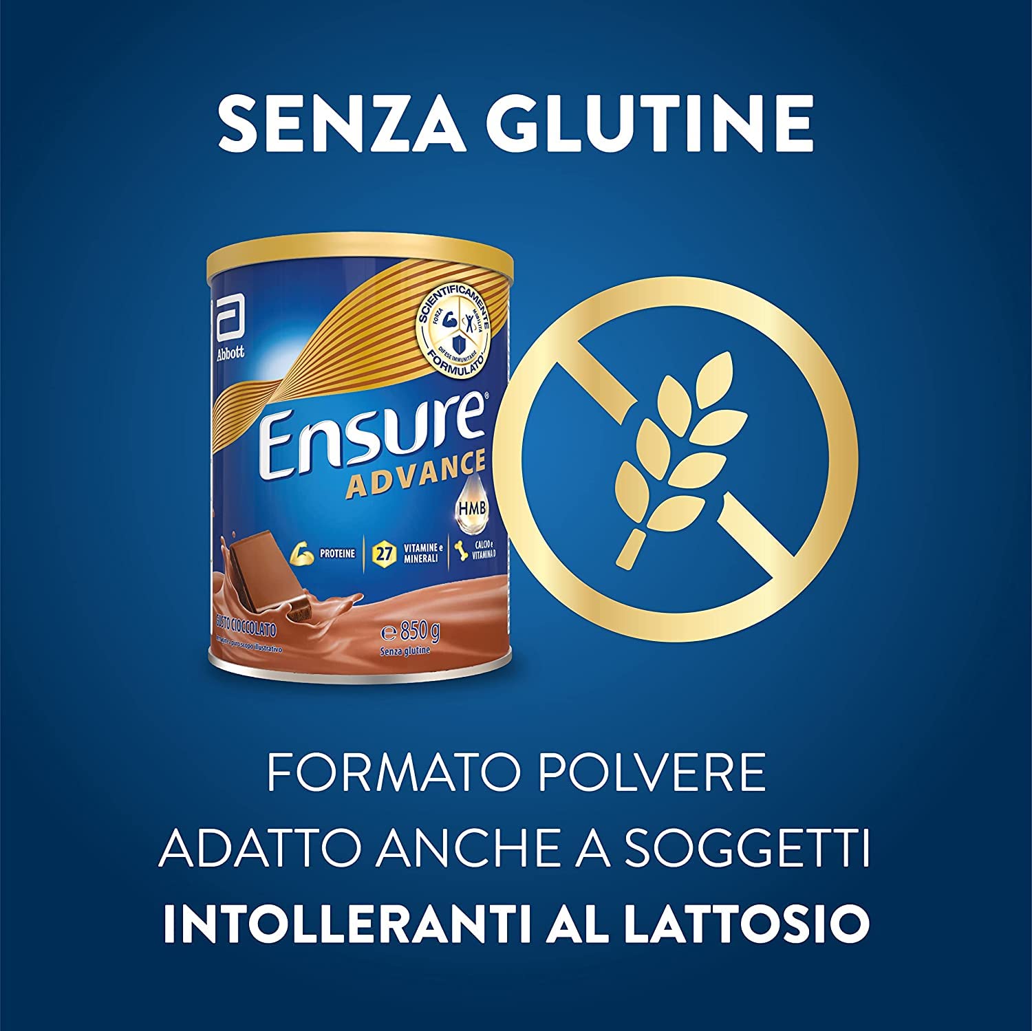 Ensure Advance Formula Nutrivigor Integratore alimentare proteico in Polvere, con 27 Vitamine e Minerali, Integratore Alimentare con Proteine, Calcio e HMB, Multipacco da 1,250 kg , Gusto Cioccolato