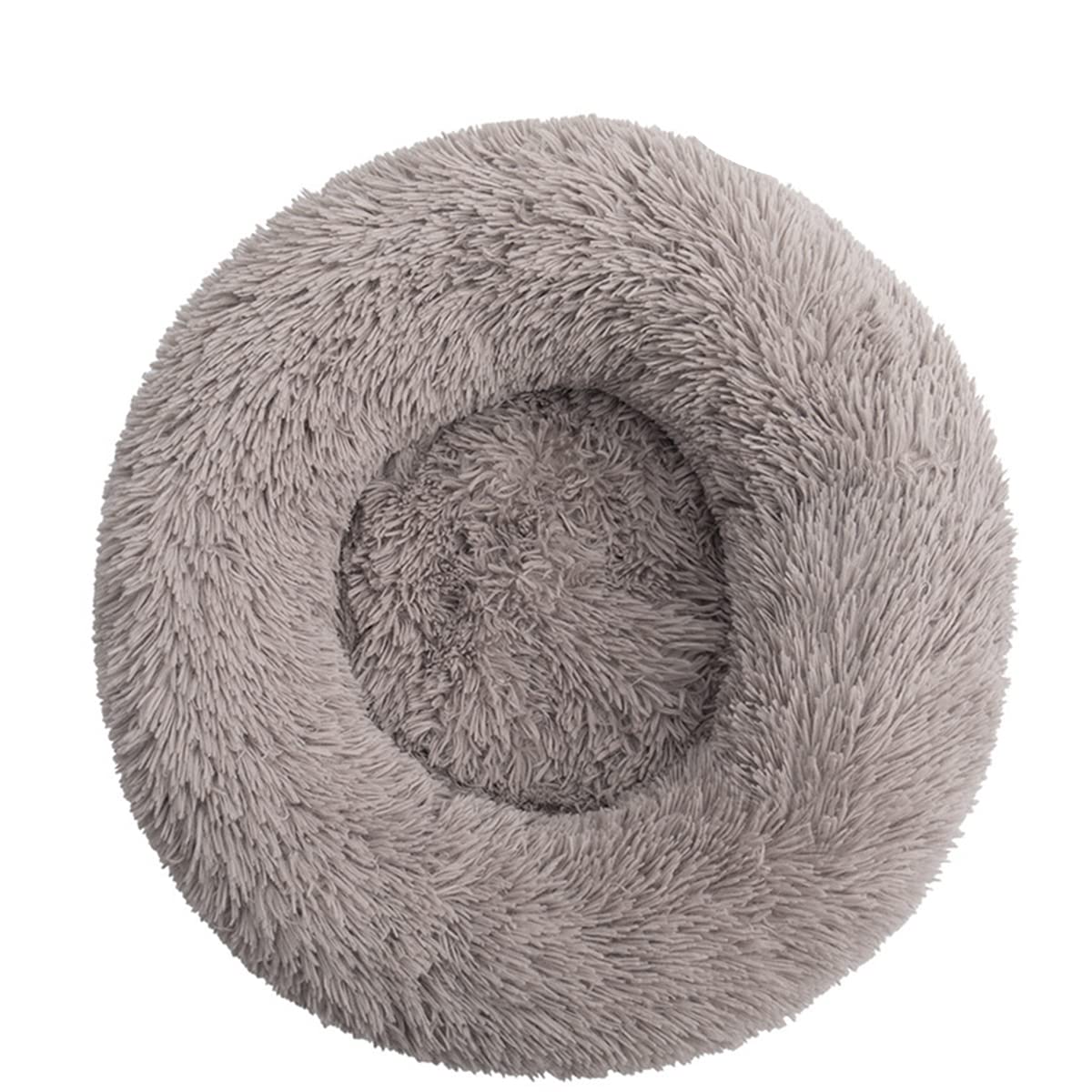 Kalmerend Rond Hond Kattenbed Zachte en Pluizige Knuffel Huisdier Kussen Zelfverwarmende Puppy Bedden, Pluche Donut Hond Bed Machine Wasbaar (Diameter 70cm, Wit
