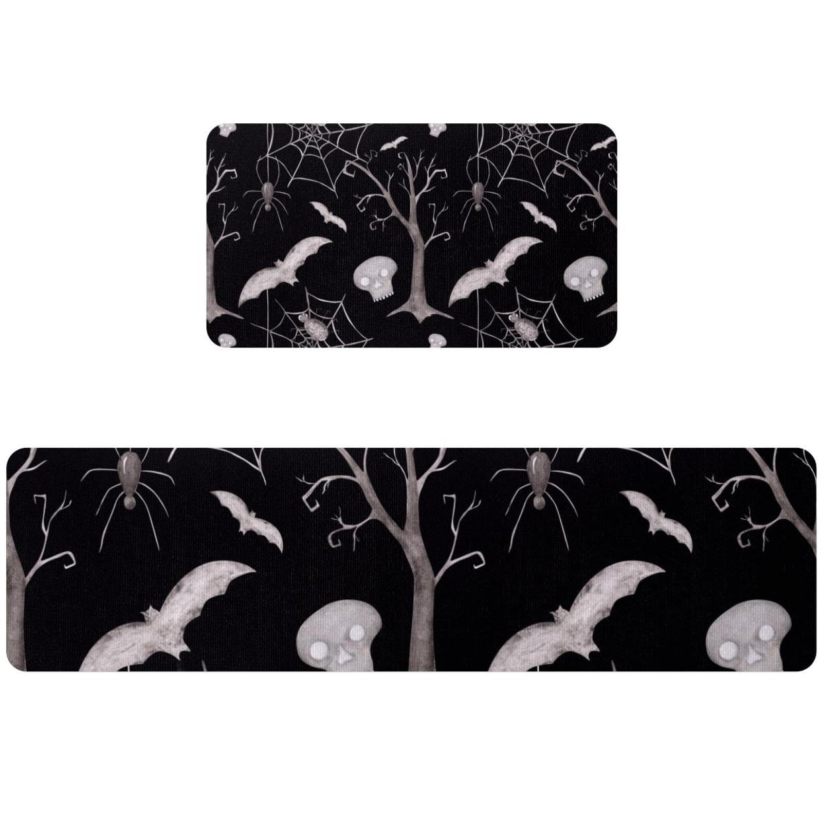 Tapis de cuisine d'Halloween lavable et lot de tapis de couloir antidérapant