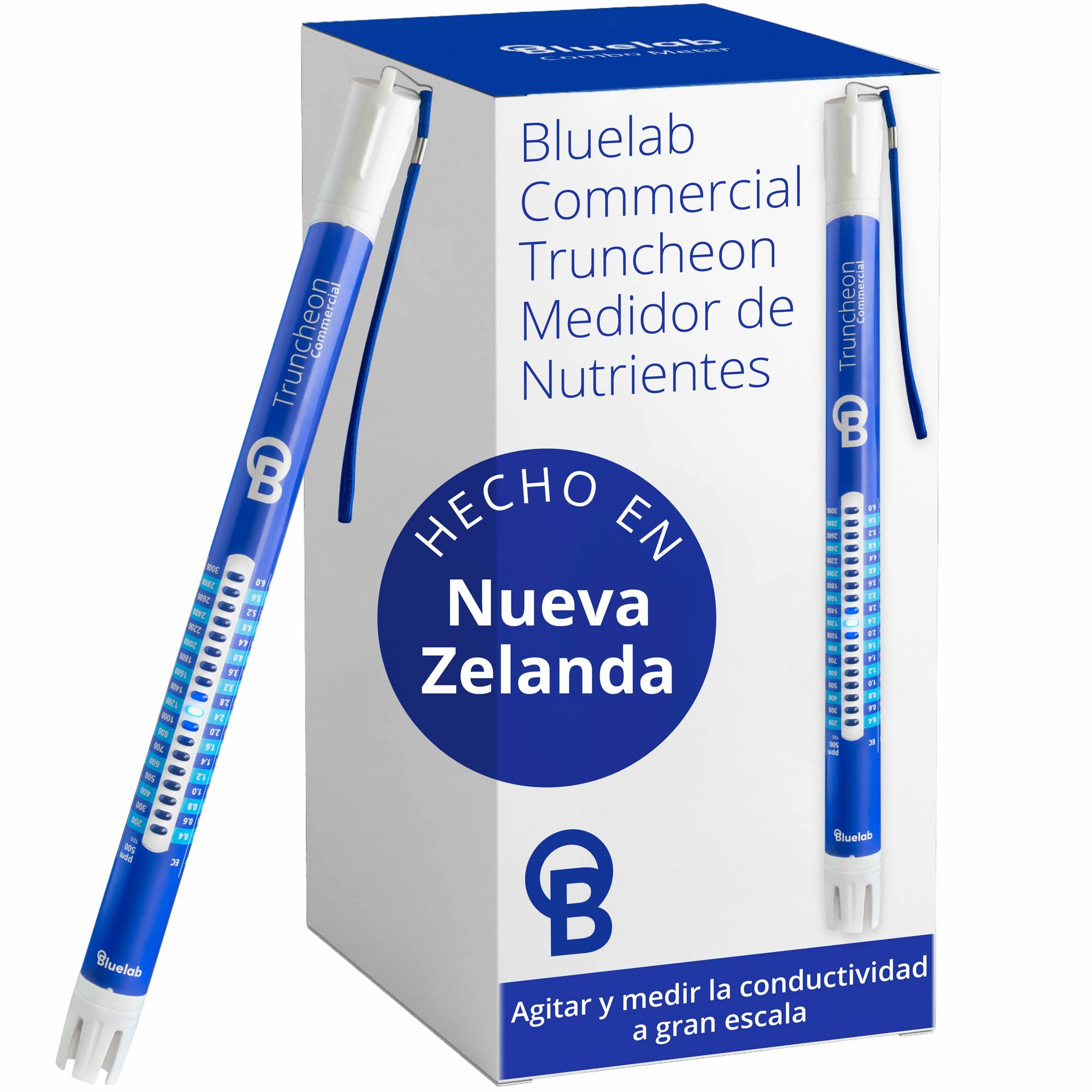 Bluelab TRUNCOMV2 Commercial Truncheon - Medidor de conductividad para hidroponía, Agua de Invernadero, Fertilizantes de jardín y Sistema de riego, Rango de parámetros avanzado (EC, TDS, CF, PPM) | Probador de conductividad de agua: TDS, EC, Ppm 500, Ppm
