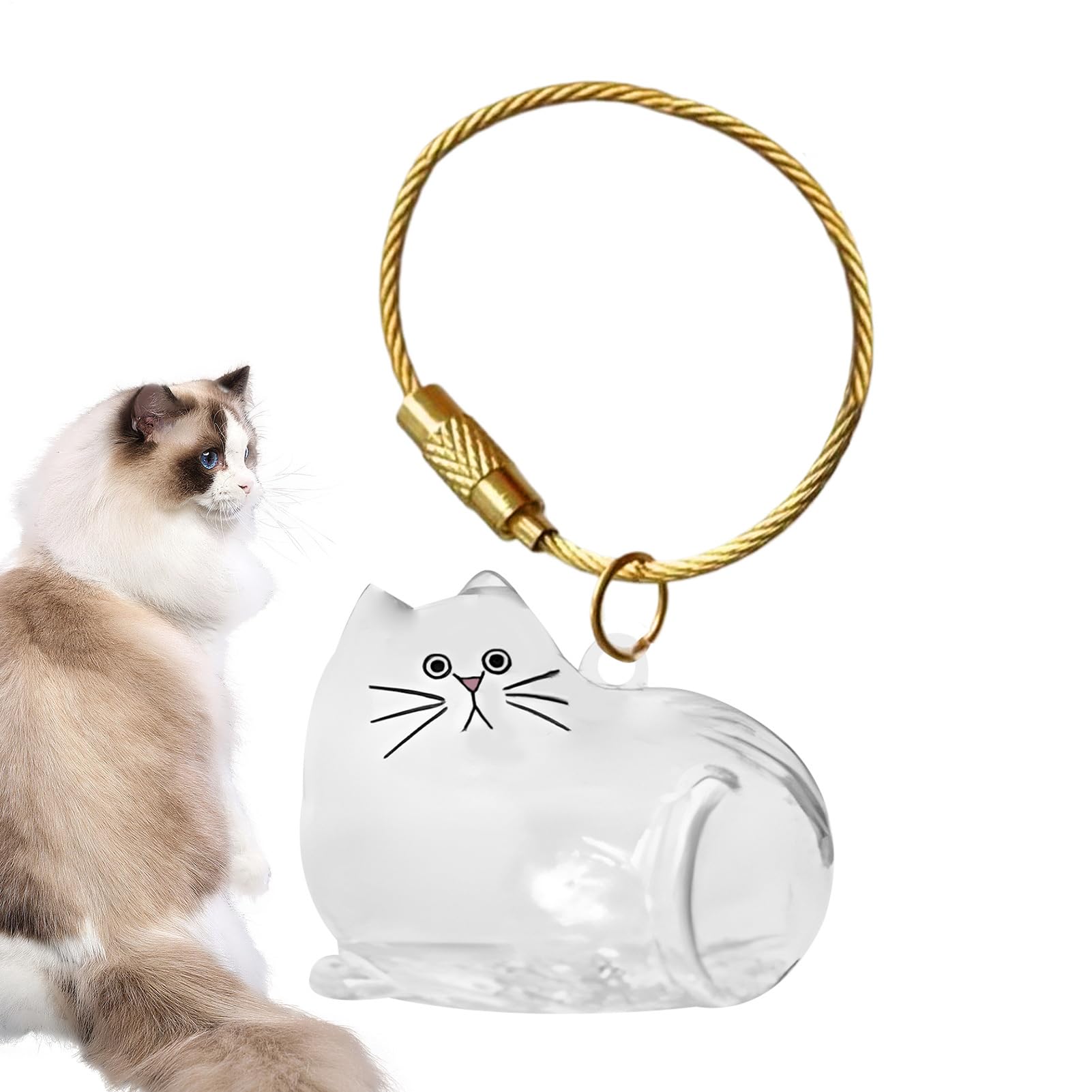 Ricordo portachiavi con peli di gatto, ciondolo commemorativo leggero per borsa