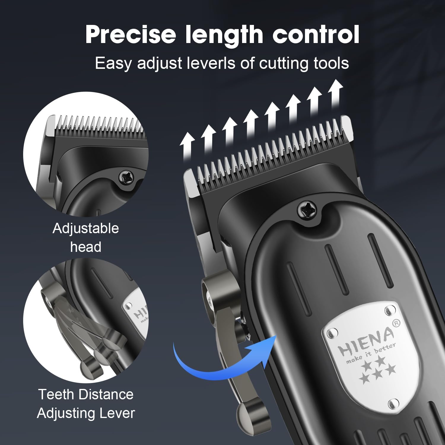 HIENA PRO Professional Hair Clippers for Men Rechargeable Barber Clippers & Trimmers Set, Cordless Hair Clippers Kit with LCD Display, Gifts for Men