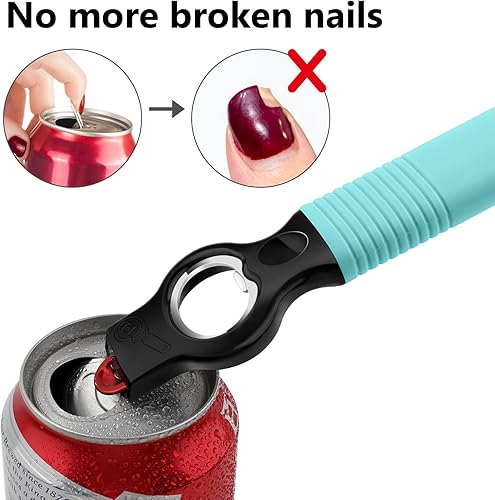 Miniatura 5 de DUNLAGUE Abrelatas magnético 2 en 1 para latas de soda y abrebotellas de cerveza para nevera, abrebotellas de 6.9 pulgadas para uñas largas,
