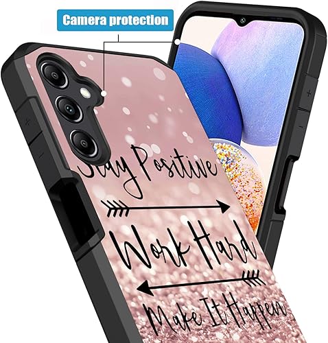 Miniatura 8 de Funda para teléfono Galaxy A14 5G, resistente 2 en 1 de doble capa híbrida de policarbonato duro y silicona suave a prueba de golpes, funda de