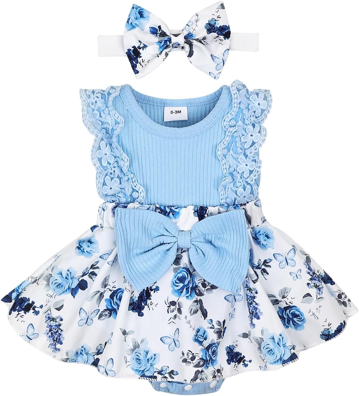 Baby Girl Clothes Newborn Romper Dress Infant Lace Ruffle Sleeveless Summer Outfits with Headband 0-12 Months