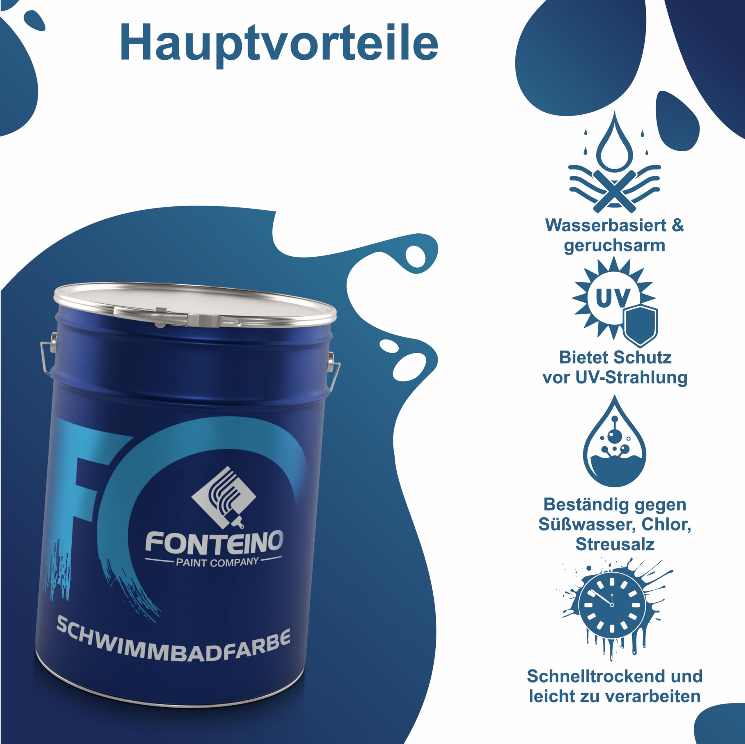 Poolfarbe Schwimmbadfarbe Poolbeschichtung Schwimmbeckenfarbe Blau 10L