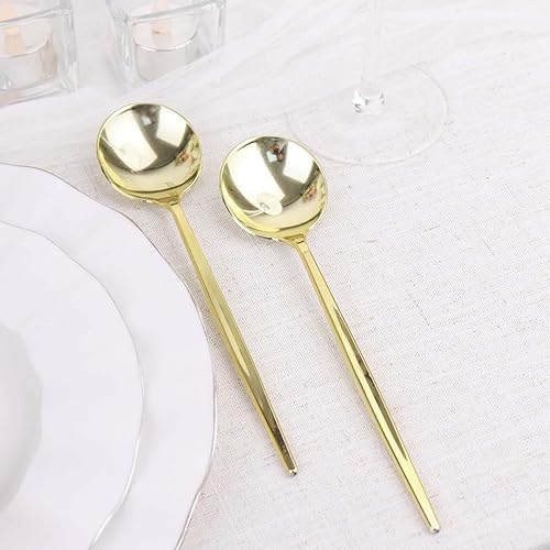 Miniatura 9 de Efavormart - Juego de 24 cucharas de plástico de 8 pulgadas, color dorado brillante, cubiertos elegantes desechables de alta calidad