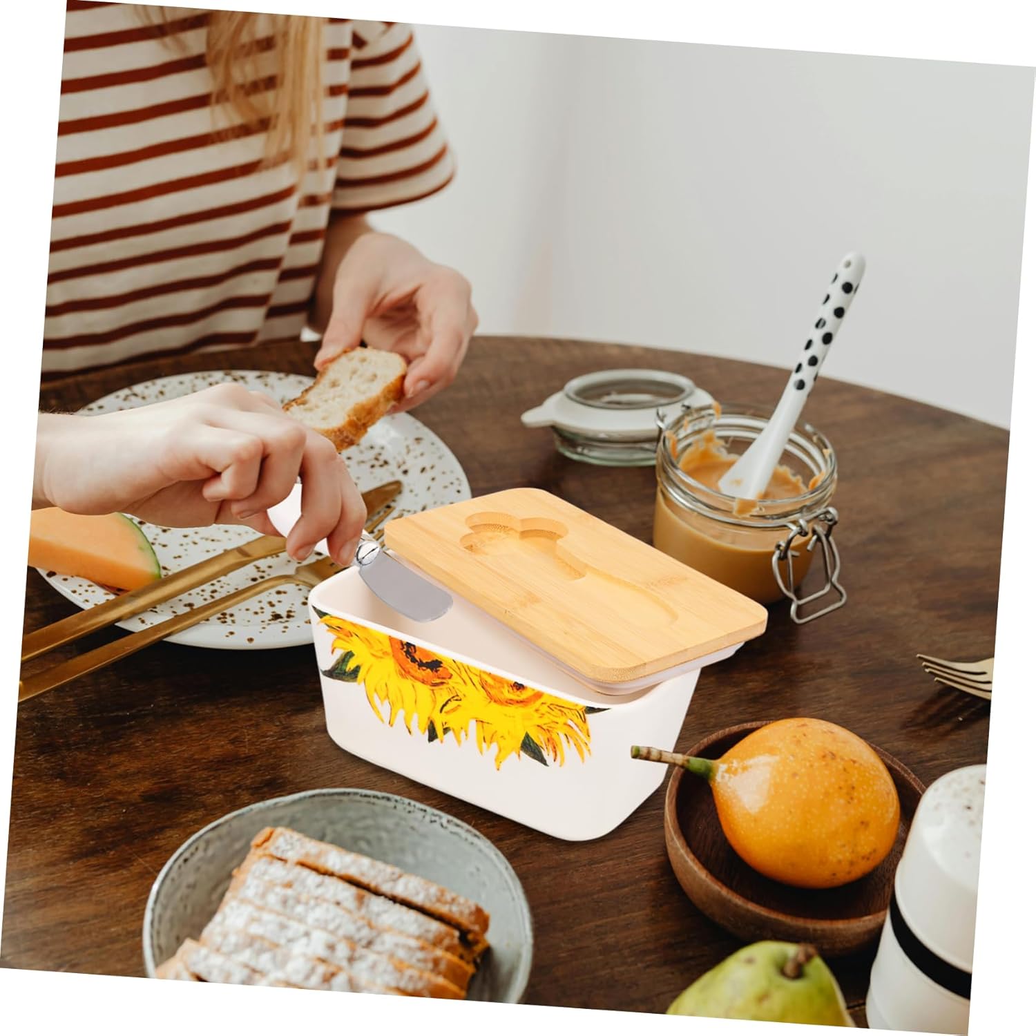 Butter Holder for Refrigerator Christmas Butter Dish Lid Dishes Lid Knife Spreader