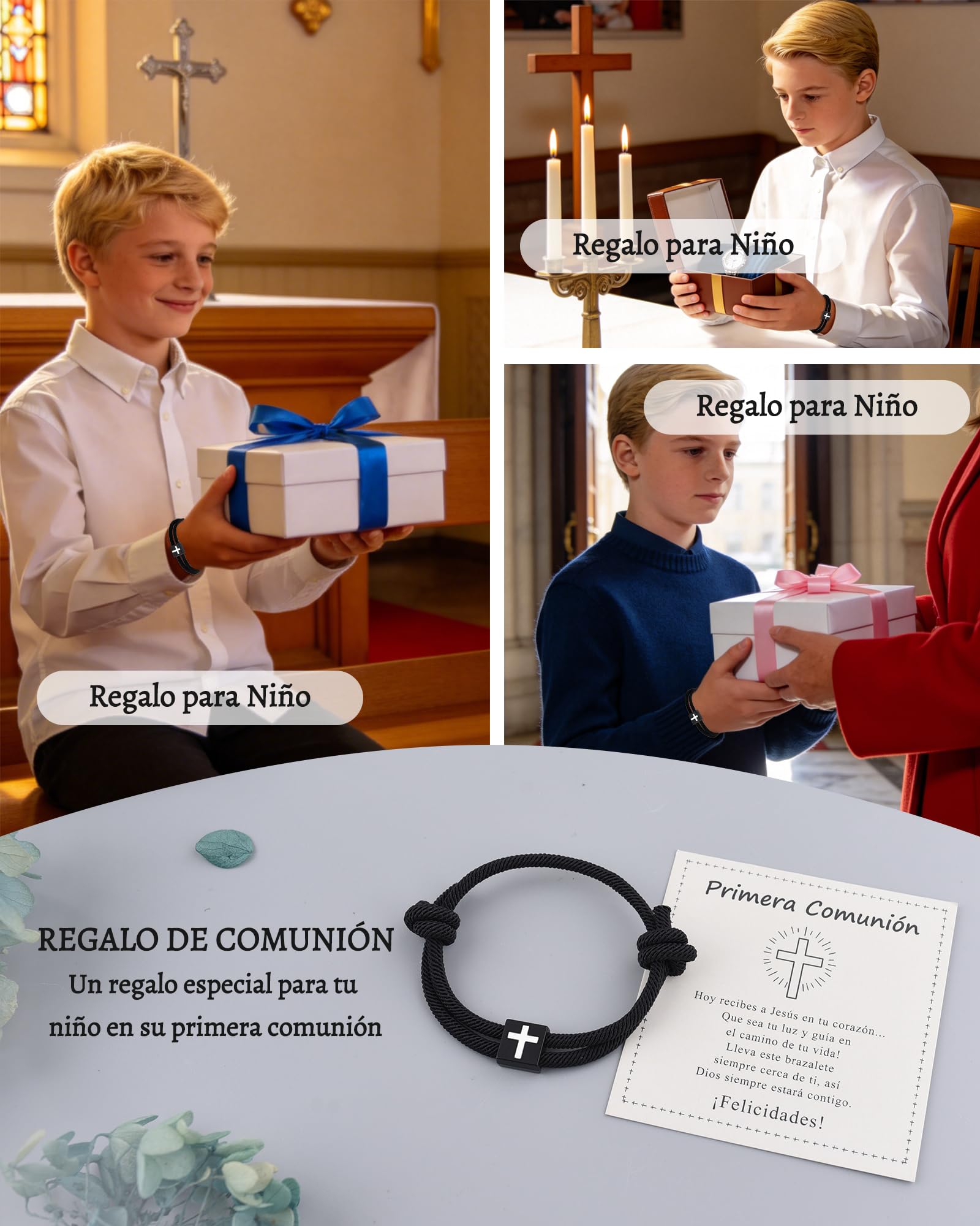 VGWON Pulsera Comunión Cruz Niño Joya Cristiana Bautizo Confirmación