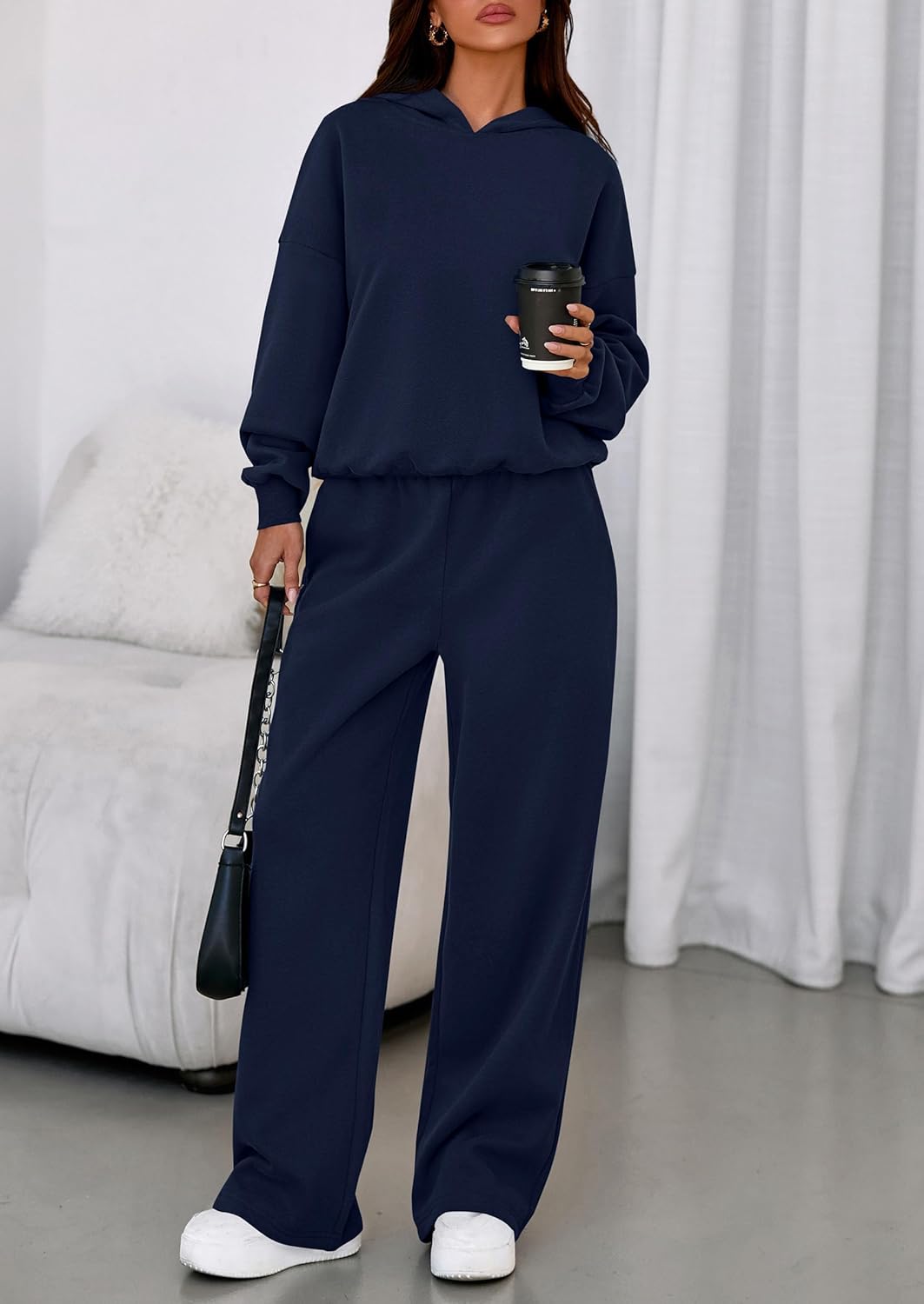 PRETTYGARDEN Womens Sweatsuits 2 Piece Set 2026 Casual Winter Long Sleeve Hoodie Loose Wide Leg Sweatpants Fall Tracksuit