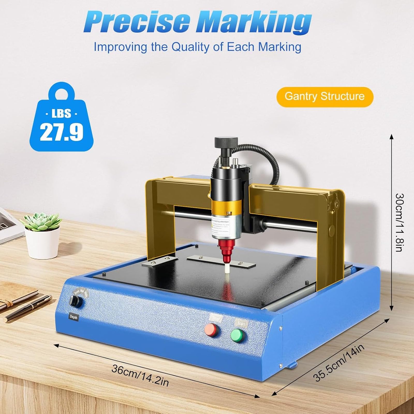 Máquina marcado metal eléctrica 400 W, máquina grabado joyería, dispositivo grabado por micropercusión plástico, para placas identificación acero, velocidad de 50 mm/s.,200 * 150mm