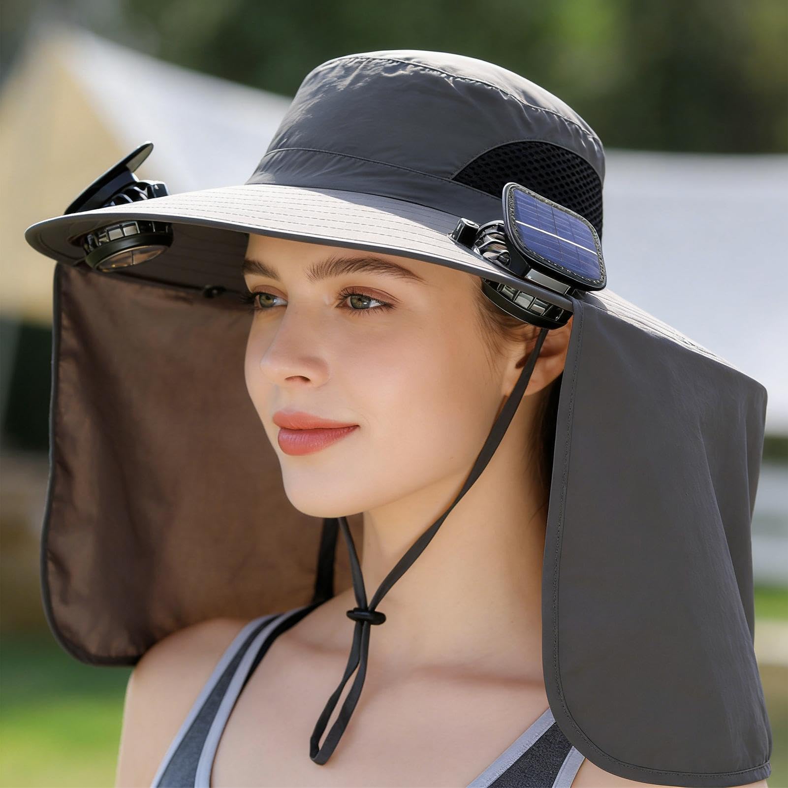 Chapeau avec ventilateurs | Chapeau à large bord respirant pour l'été | de plage pliable avec 2 ventilateurs solaires pour homme, jardinage, randonnée, voyage, plage en plein air
