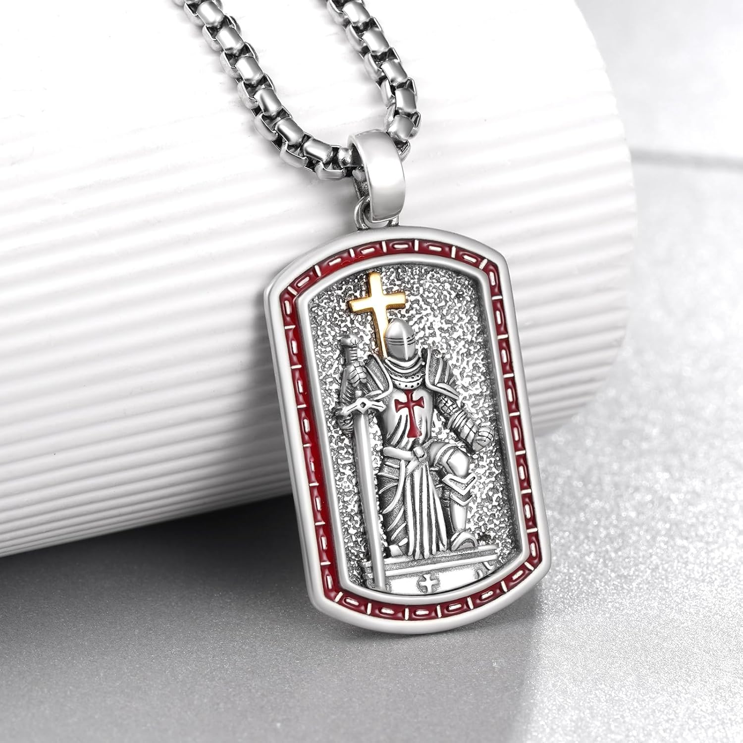 Full Armor of God Necklace for Men - 925 Sterling Silver Knights Templar Cross Pendant - Religious Jewelry - Faith & Protection Symbol, Gift for Men - Image 2