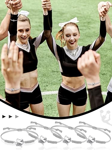 Vista 17 de Rtteri 20 pulseras de animadora para niñas, pulseras ajustables para animadoras, regalos para animadoras, accesorios de joyería a granel Naranja