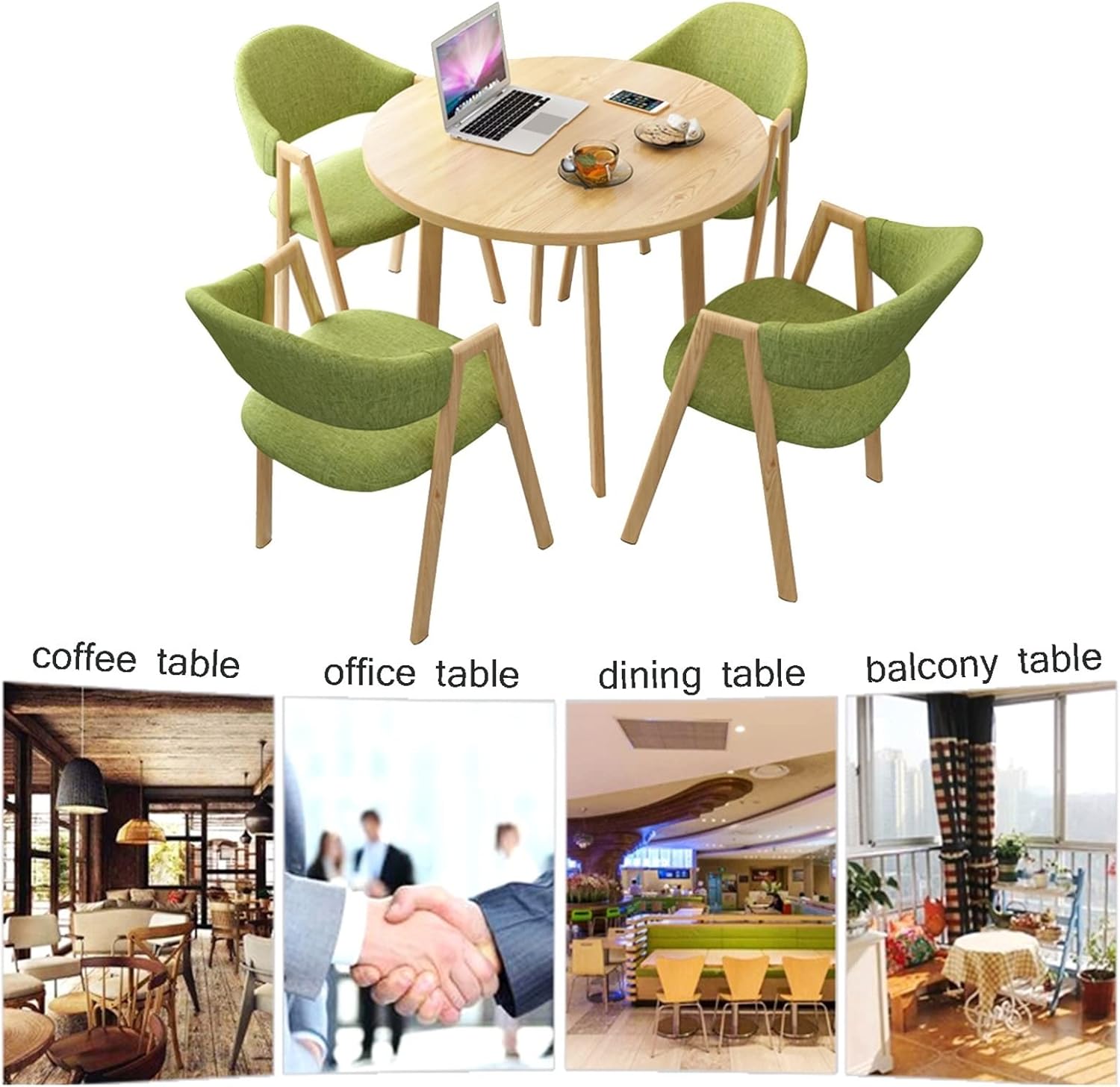 Conference Table Set Modern Boardroom Desk for 4 People with Leather Pad Dining Chairs Home Office Furniture Meeting Seminar Room