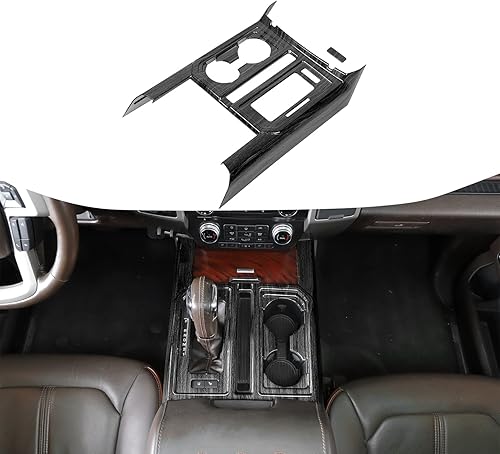 Voodonala Cubierta de panel de consola de engranajes estilo madera negra para Ford F150 2015-2020 (madera negra, 1 unidad, ABS)
