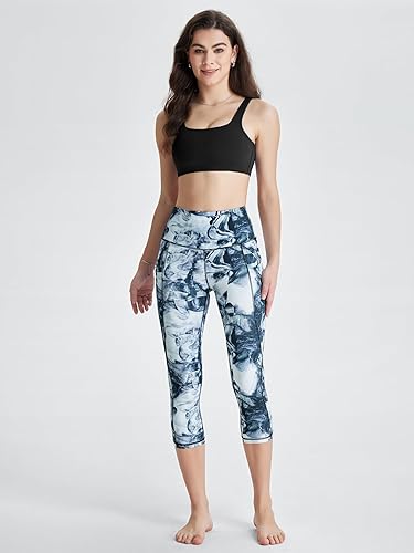 Miniatura 153 de ODODOS - Leggings tipo capri de mujer, no se traslucen y modelan el abdomen, con cintura alta y bolsillos; para hacer yoga, atletismo, ejercicio