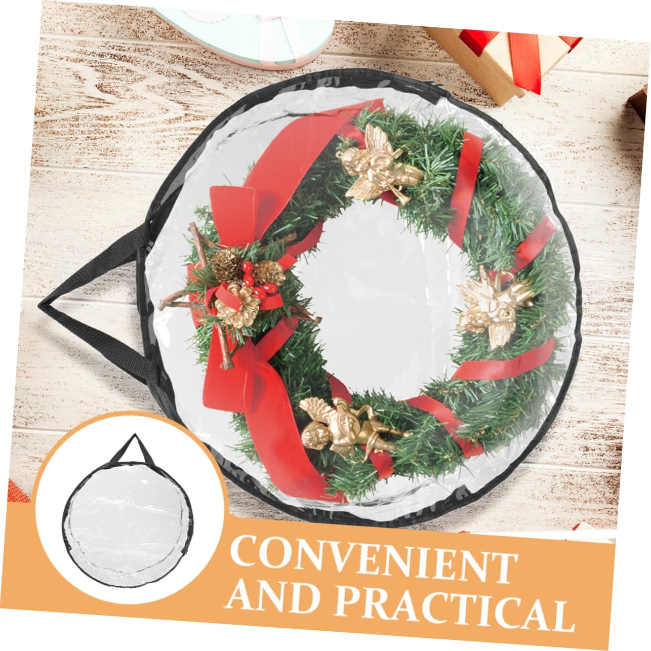 Alipis Christmas Wreath Storage Bag Handle Organizer for Holiday Wreaths Protects from Damage and Moisture for Christmas and Wedding Decorations