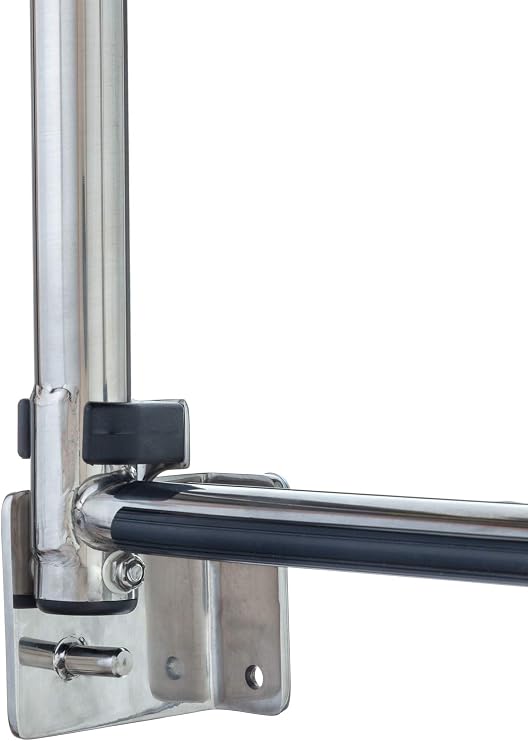 Attwood Telescoping Transom Ladder, 4-Step, Self-Lock Transom Mount Brackets, Stainless Steel, Rated to 400 Pounds, 19684