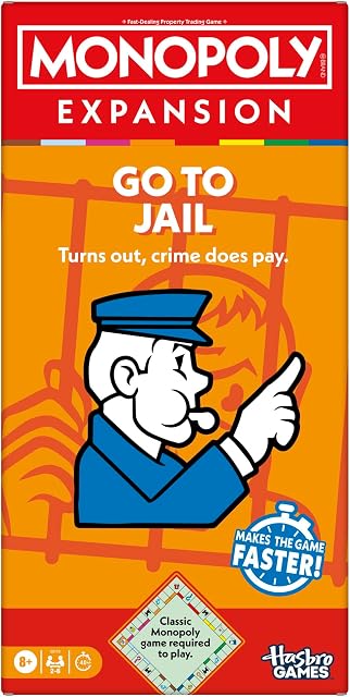 Monopoly Go to Jail Expansion | Ajoutez plus de plaisir au jeu classique Monopoly et jouez plus vite | À partir de 8 ans | 2-6 joueurs | 40 min. | Jeux de société en famille (Anglais et Français)