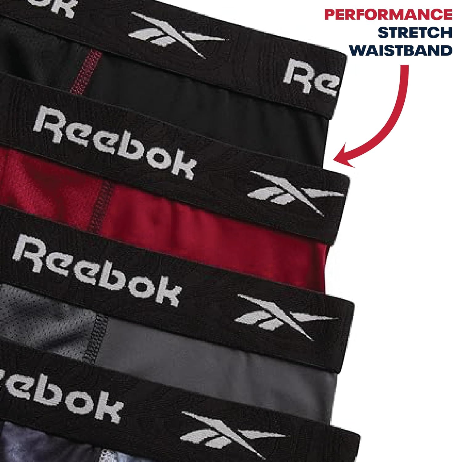 Reebok Mens Boxer Briefs - 4 Pack Stretch Performance 6" Inseam Moisture Wicking Mens Underwear Boxers with Contour Pouch - Image 4