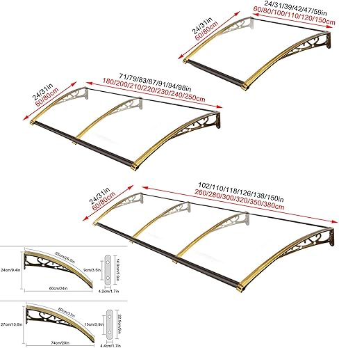 Miniatura 3 de KDDEON Toldo transparente para ventana de puerta de silencio, toldo para puerta frontal al aire libre, jardín patio Sun Shetter, cubierta de