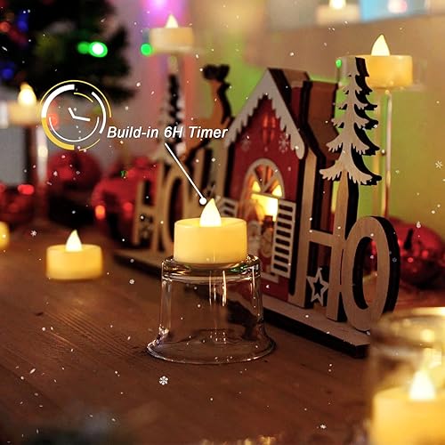 Miniatura 21 de BEICHI Paquete de 24 velas de té con temporizador, funciona con pilas, luz de té LED con temporizador, vela votiva sin llama integrada de 6 horas