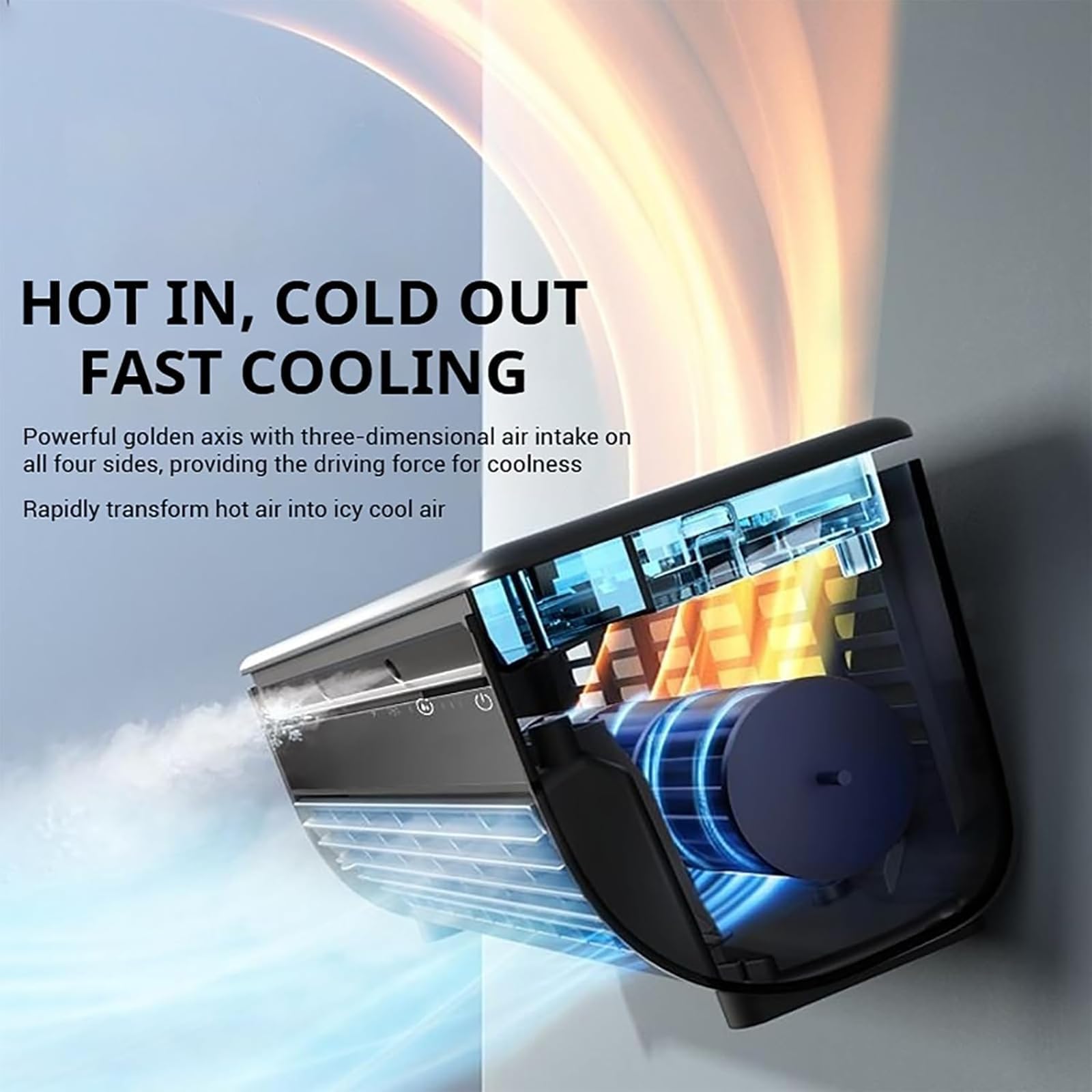 Ventilador de pared con nebulización recargable, ventilador de mesa portátil con batería de 6000 mAh con control remoto, 3 velocidades de viento, rejilla lavable desmontable para cocina, campin white