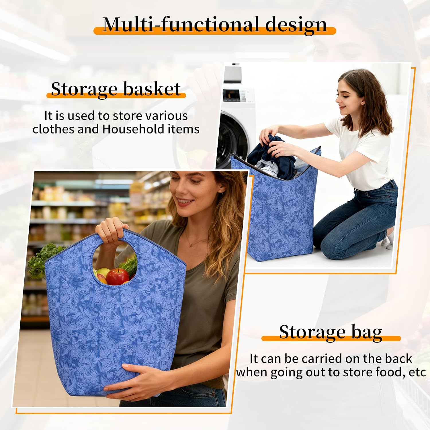 47L Small Laundry Basket, Collapsible Waterproof Fabric Laundry Hamper image 5