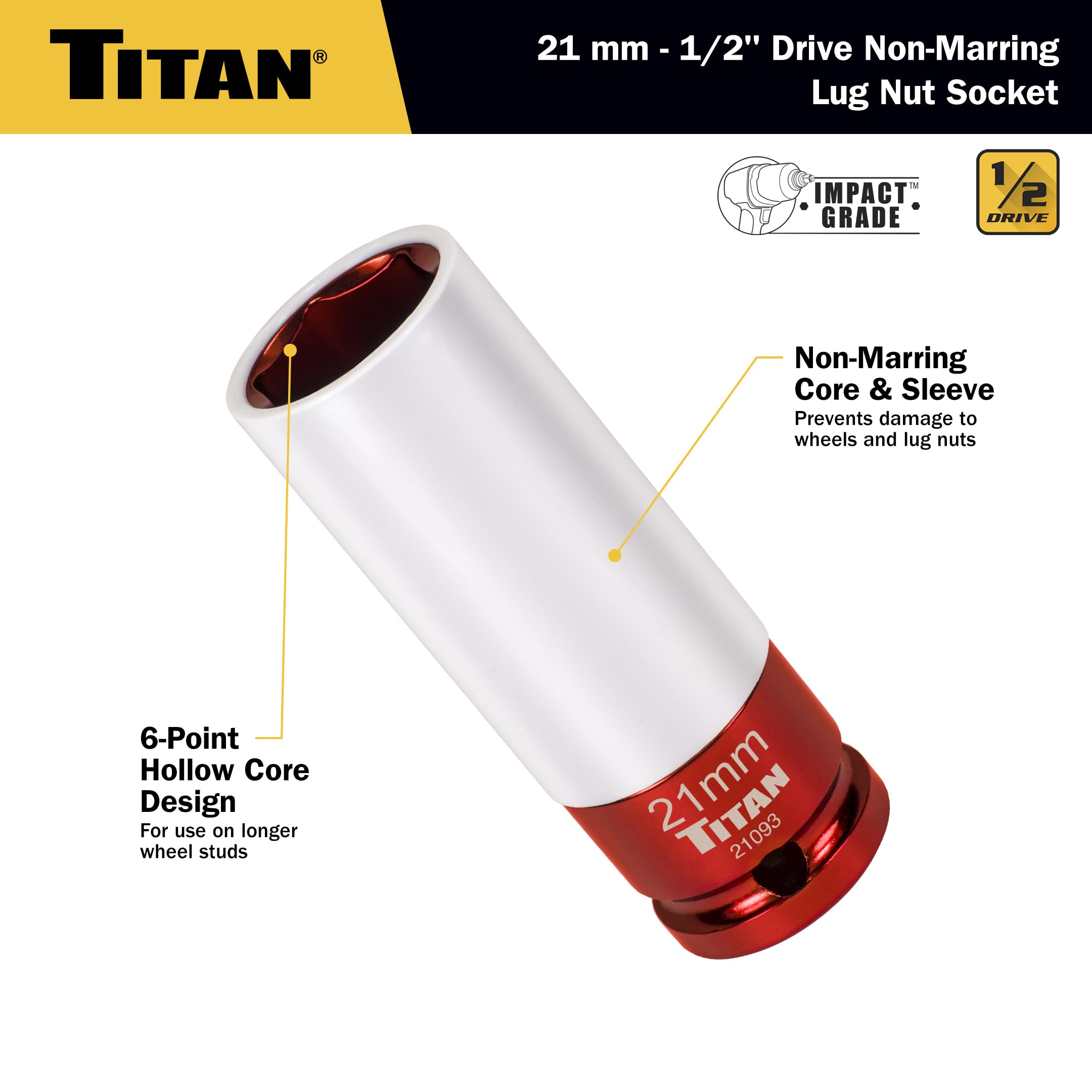 Amazon.com: Titan 21093 1/2-Inch Drive x 21mm Non-marring Impact