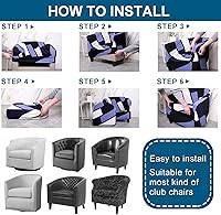 Vista 6 de WOMACO 2 fundas para silla de club, elásticas, estampadas, con barril redondo, giratorias, con funda de cojín, parte inferior elástica, protector