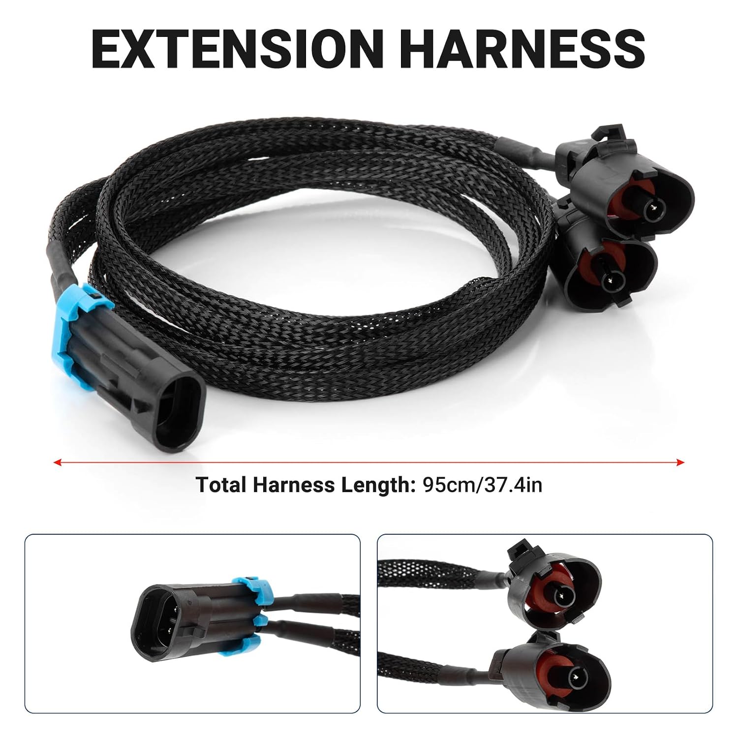 Aluminum Knock Sensor Relocation Bracket Kit with 36" Extension Harness Fit for GM LS Gen 3, for Engine RPO LS1 LS6 LQ9 LM7 L59 LR4 L33