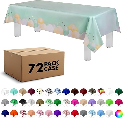 Miniatura 51 de Mantel de plástico de alta calidad - 54 in. x 108 pulgadas. Grandipity - Mantel rectangular (6 y 12 unidades), Azul cielo a cuadros Feliz