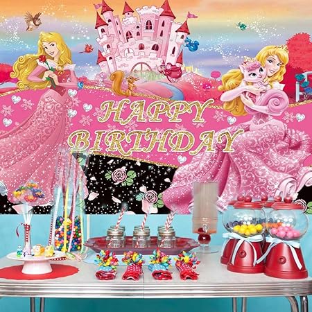 Amazon Co Jp Alideal 眠れる森の美女 オーロラ姫 背景幕 パーティー用品 写真 7x5フィート ベビーシャワー 女の子 誕生日パーティー ケーキ テーブルバナー デコレーション おもちゃ