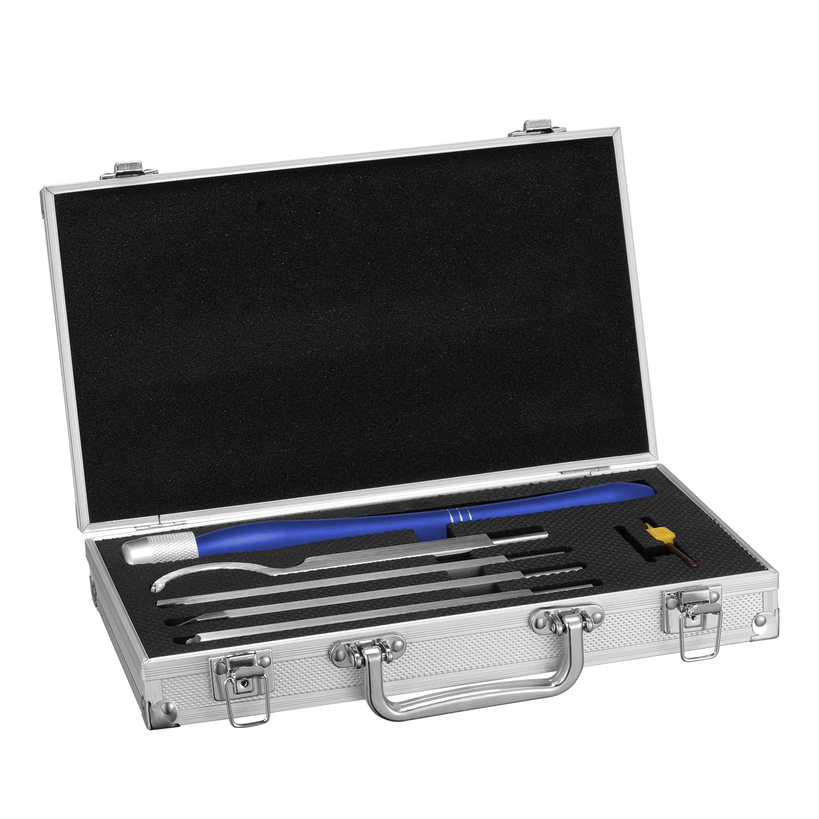Drechseleisen Set 4-Teiliges Hartmetall Drechselwerkzeuge mit Aufbewahrungsbox aus Aluminium Blau KZLS-01