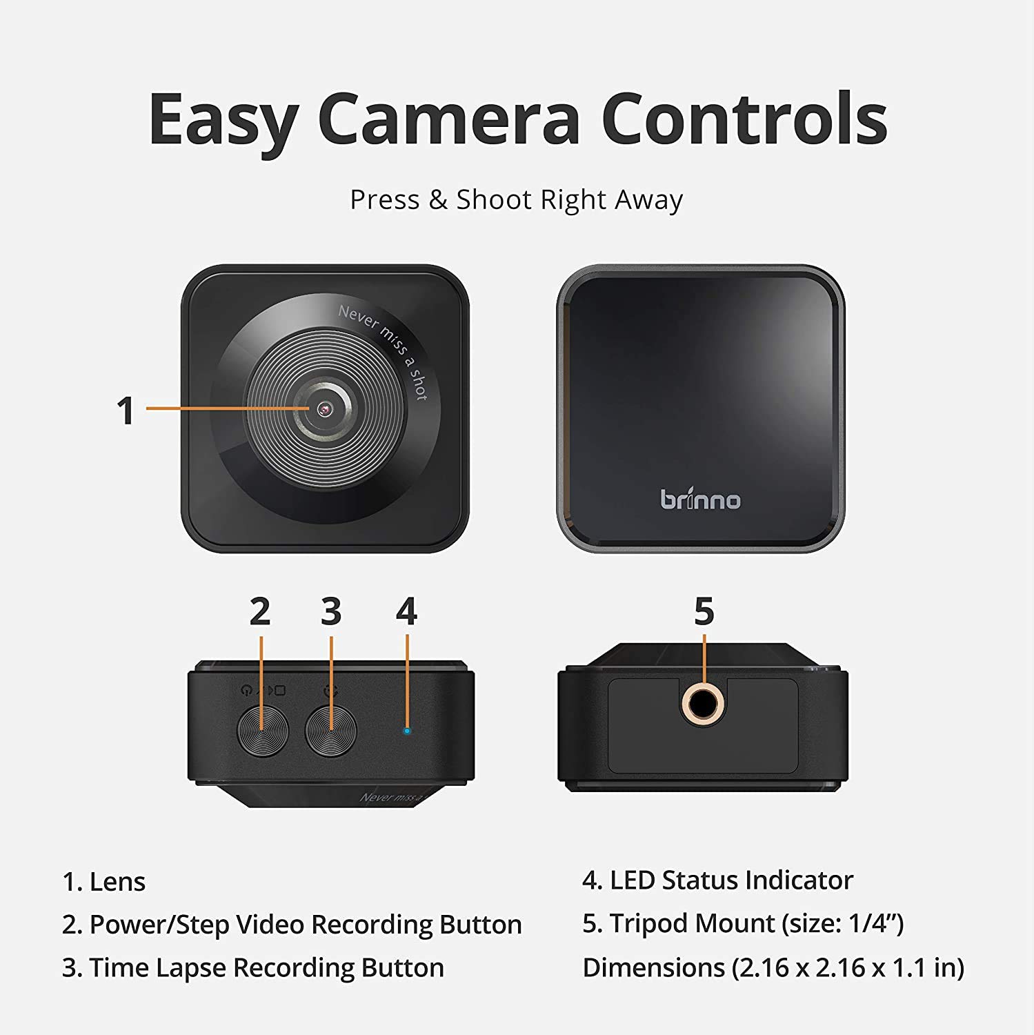 Brinno New TLC130 Time Lapse Camera, Long Battery Life, WiFi/BLE Video  Editing App, Step Video, Photo, HD 1080p, IPX4 Water Resistant, Versatile  