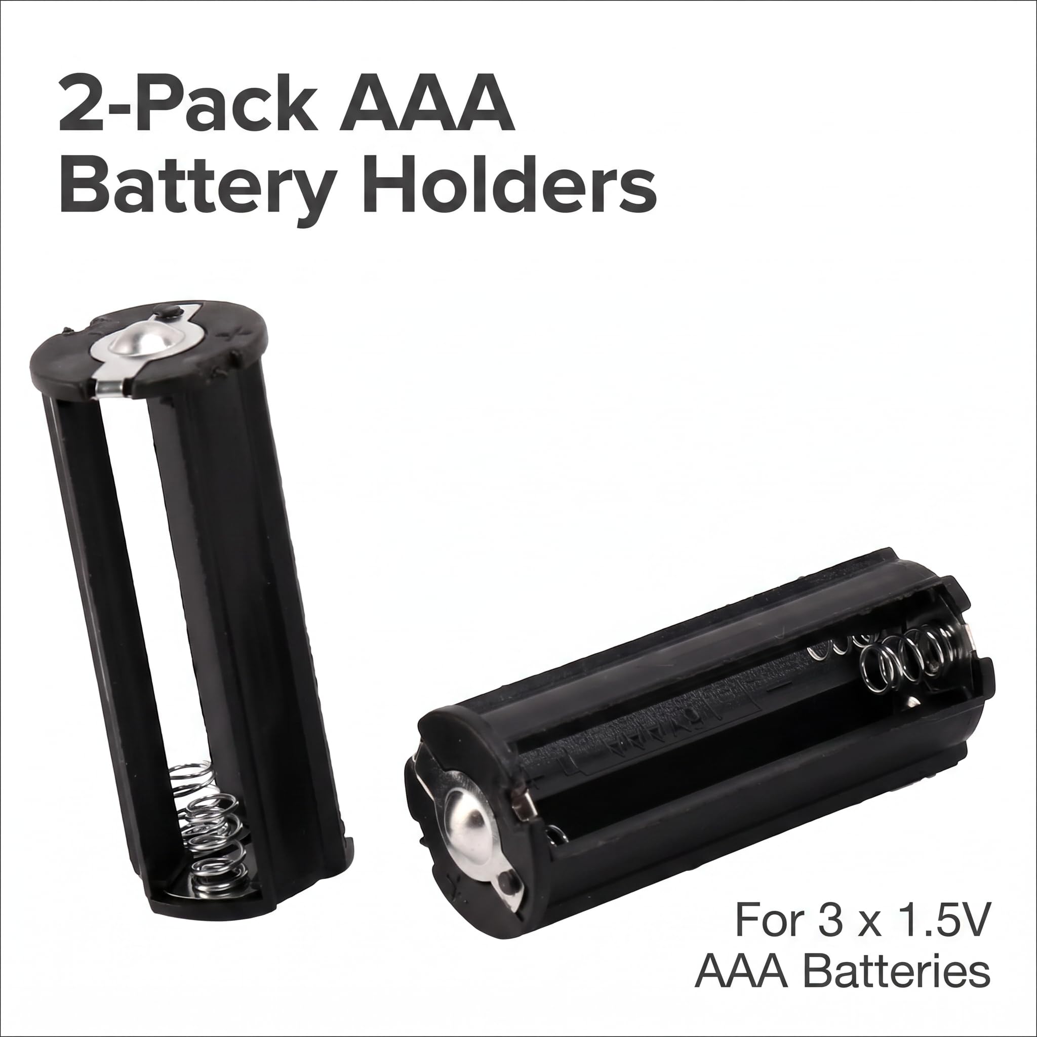 PurYupearl 2Pcs Black Battery Holder for 3 x 1.5V AAA Batteries Flashlight Torch Flashlights Handheld Flashlights, Size: 53 x 21mm/ 2.1 x 0.83 inch(L*D) : Electronics