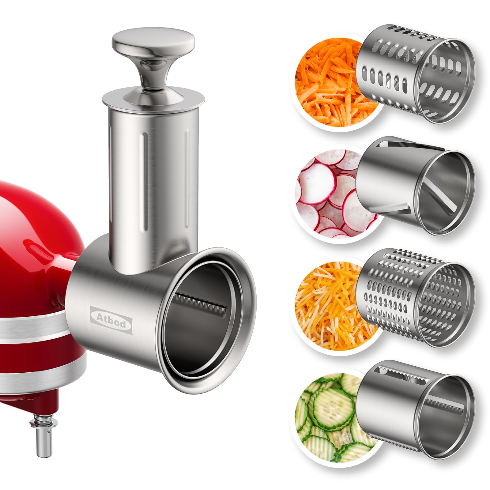 Photo 1 of Atbod Stainless Steel Slicer Shredder Attachment for KitchenAid Mixers