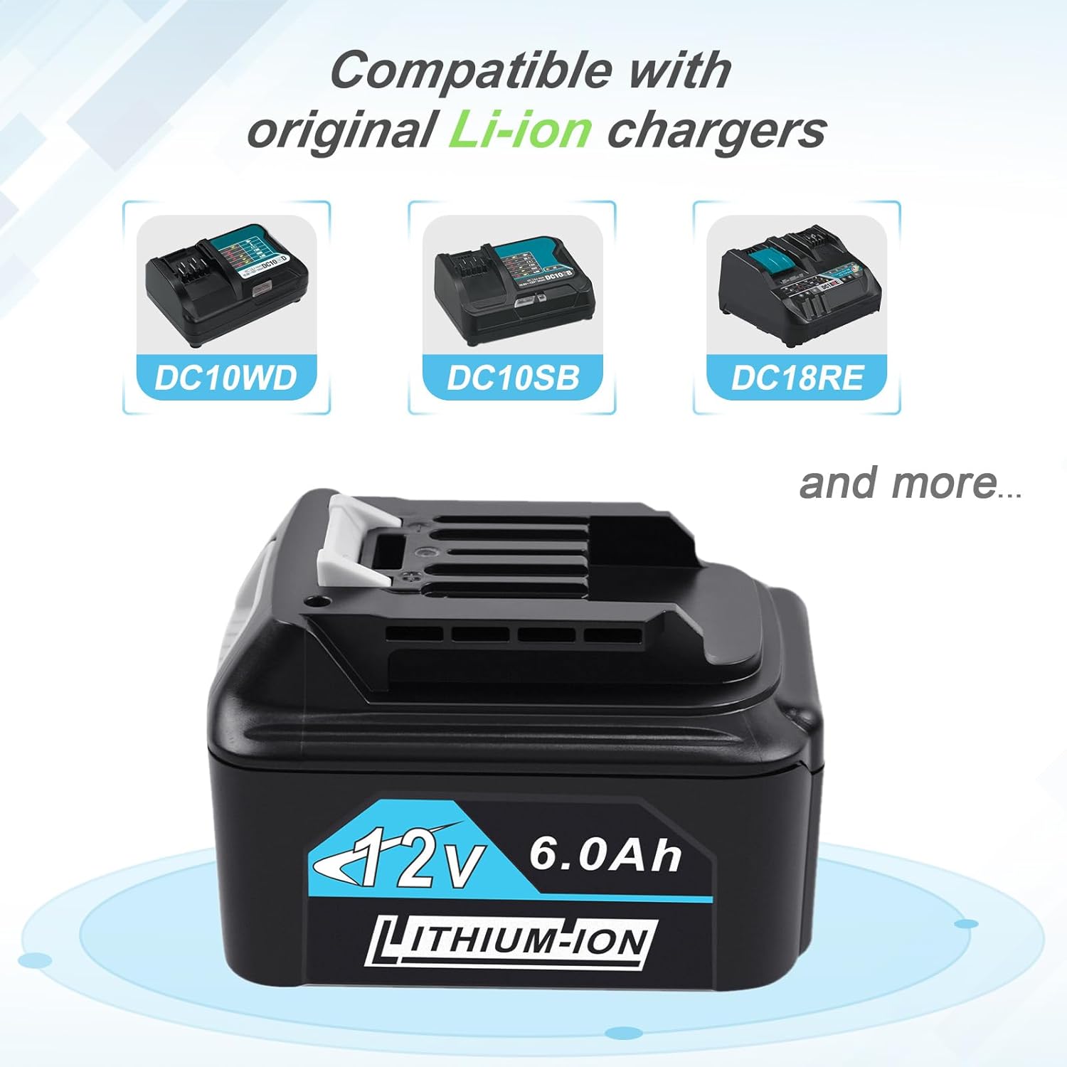2-Pack 10.8V/12V 6.0Ah Replacement Battery for Makita 12V Max CXT Lithium-Ion Battery BL1016 BL1020B BL1021B BL1040 BL1041B