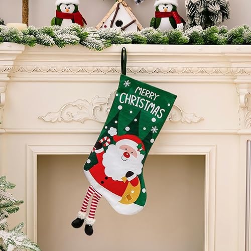 Miniatura 6 de Calcetines de Navidad, calcetines de Navidad grandes de 22.4 pulgadas con Papá Noel 3D, medias de Navidad colgantes para chimenea, bolsa de regalo,